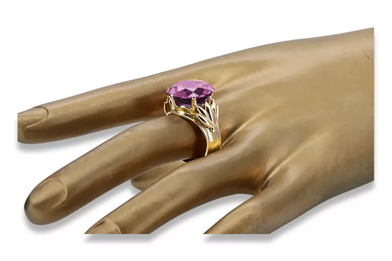 Vintage Handwerk Ring Amethyst 14 Karat Gelbgold vrc029y